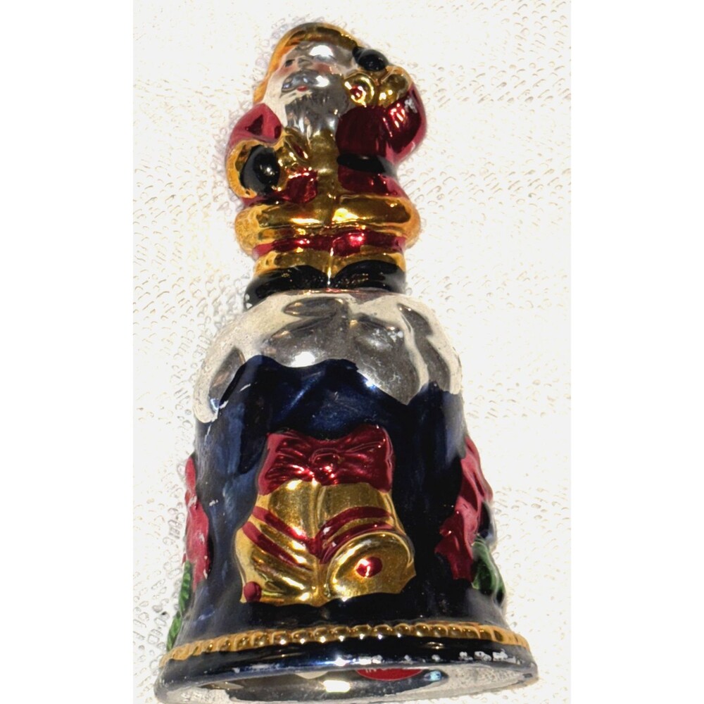 Mercury Glass Santa Christmas Bell Santa Claus 6"